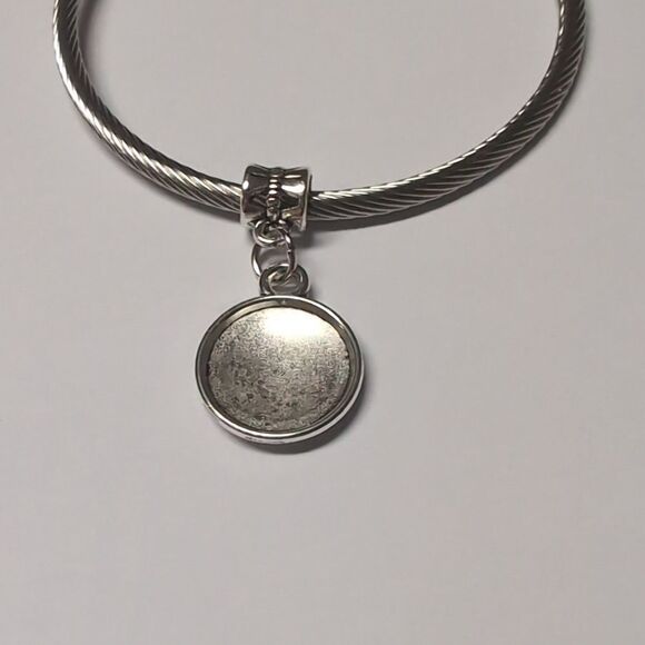 Silver Smiley Face Dangle Charm for Pandora Style Bracelet - Picture 3 of 4